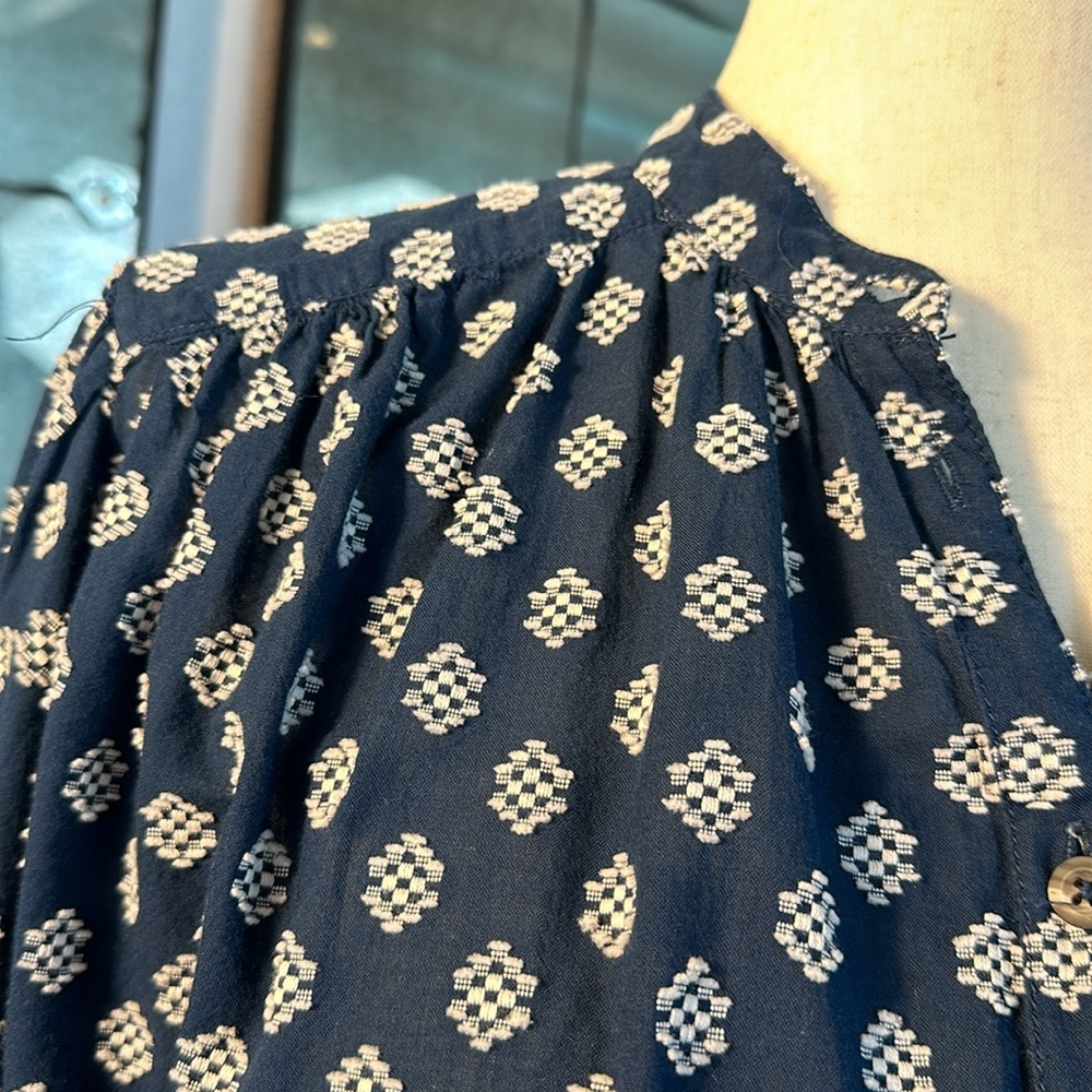 Anthropologie blue and white Dolman Sleeve button up blouse - Picture 5 of 12